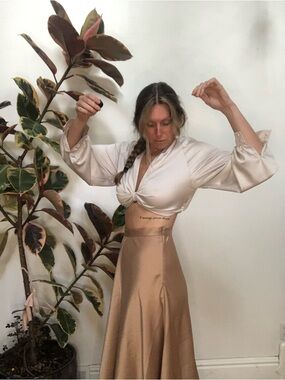 Banana Republic Satin A-Line Skirt in Dusty Rose Blush